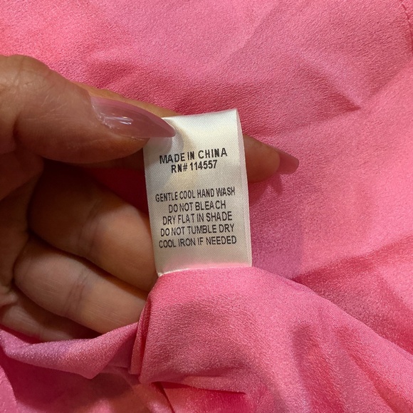 THML Pink Textured Check Puff Sleeve Mini Dress Size S | Ruffle Tiered Babydoll - Picture 6 of 6